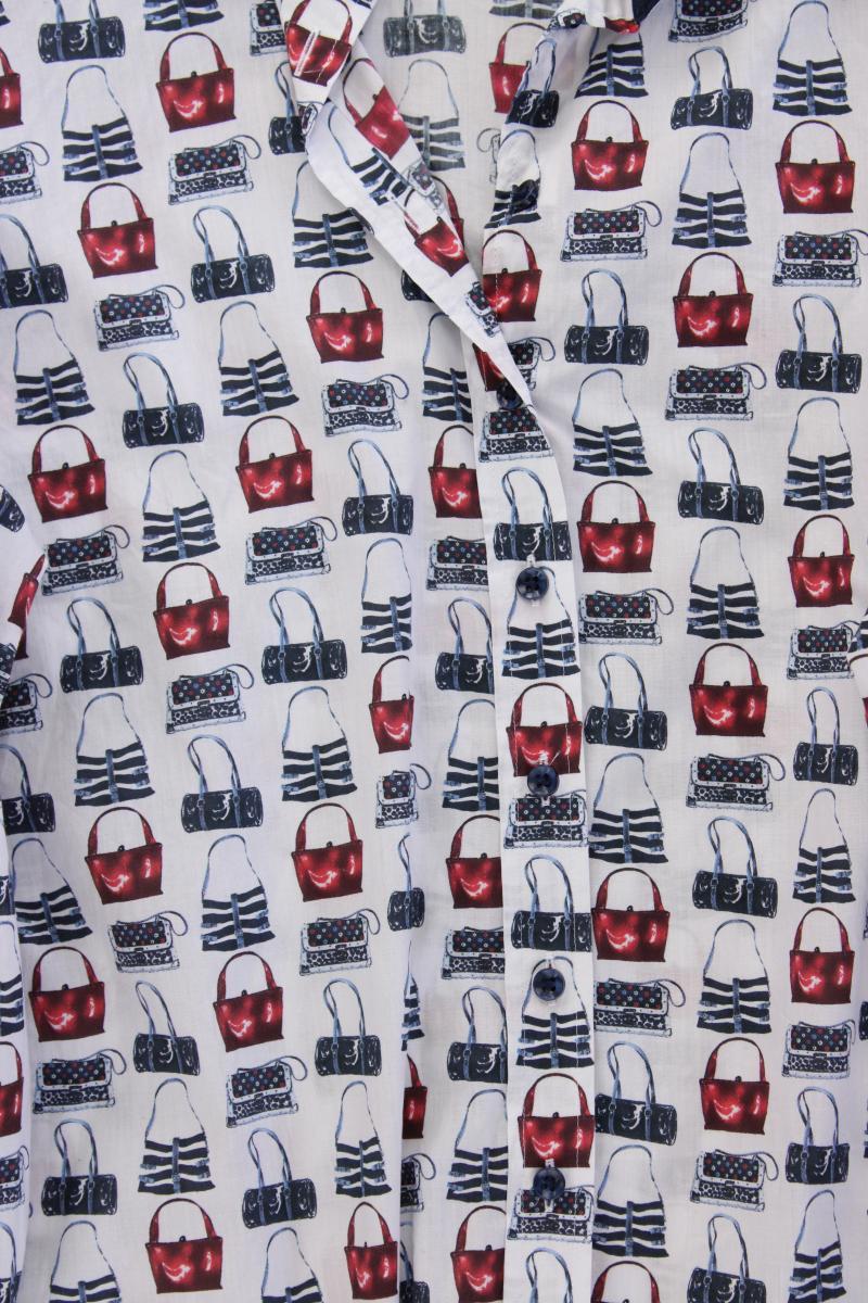 Eterna Bluse mit Handtaschenmuster Gr. 40 Langarm mehrfarbig aus Baumwolle