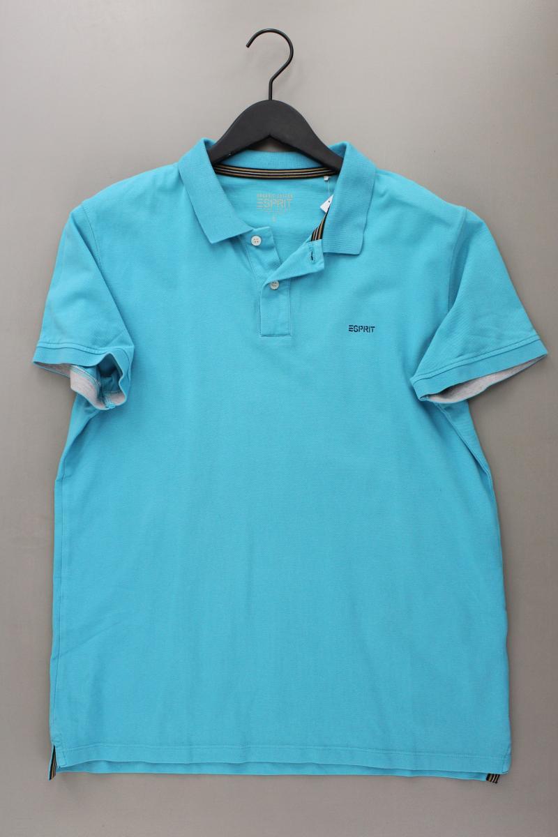Esprit Poloshirt für Herren Gr. L neuwertig Kurzarm türkis aus Baumwolle