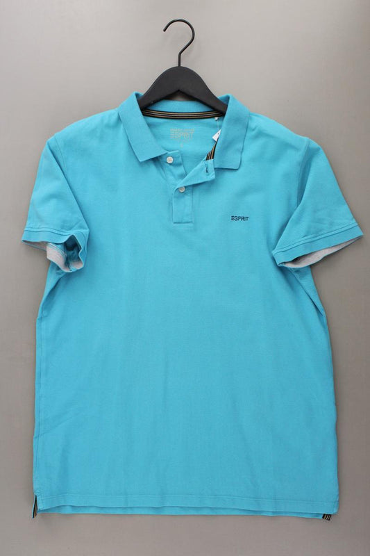 Esprit Poloshirt für Herren Gr. L neuwertig Kurzarm türkis aus Baumwolle