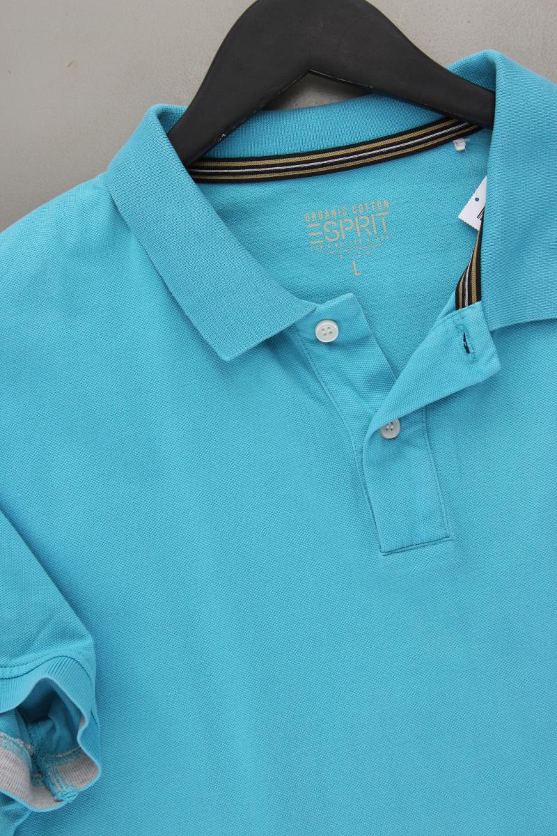 Esprit Poloshirt für Herren Gr. L neuwertig Kurzarm türkis aus Baumwolle