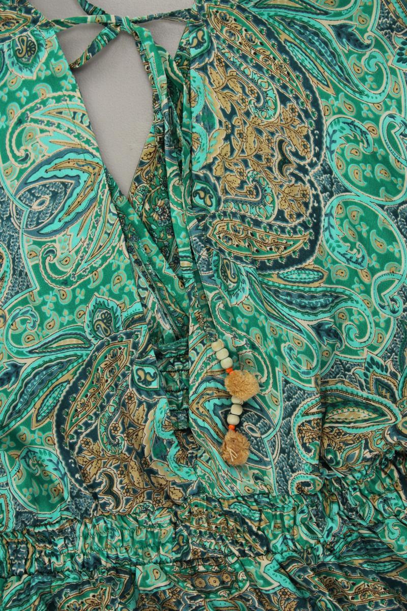 Namaste Kimono Kleid Gr. L mit Paisleymuster Kurzarm grün aus Viskose