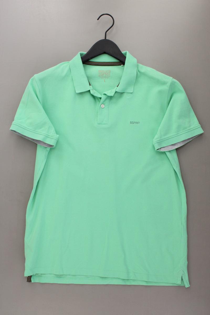 Esprit Poloshirt für Herren Gr. L Kurzarm grau aus Baumwolle