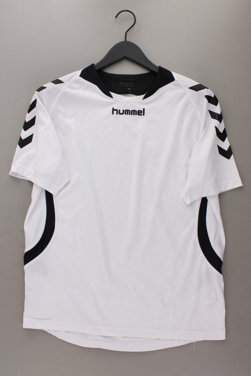 hummel Sportshirt für Herren Gr. XL Kurzarm weiß aus Polyester