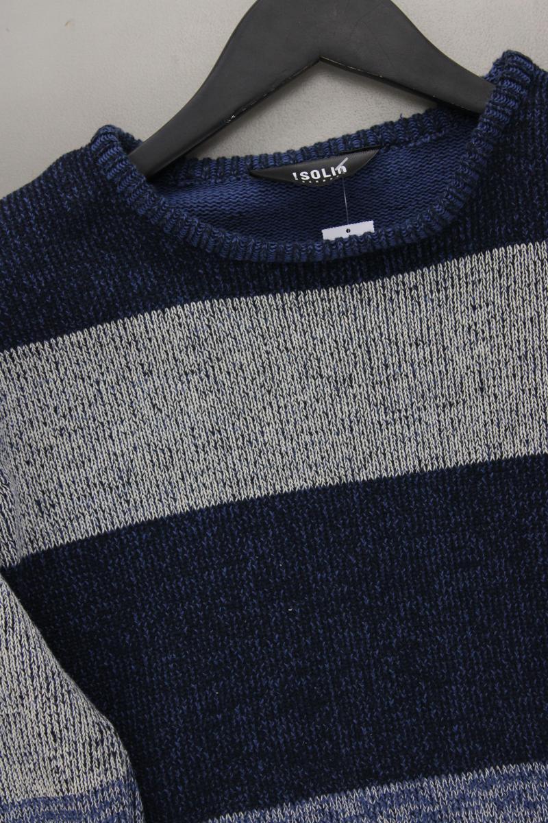 !Solid Grobstrickpullover für Herren Gr. L blau aus Baumwolle