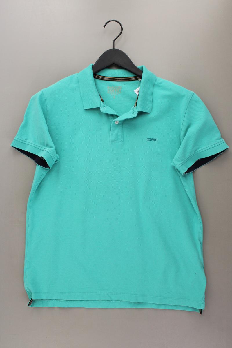 Esprit Poloshirt für Herren Gr. L Kurzarm türkis aus Baumwolle