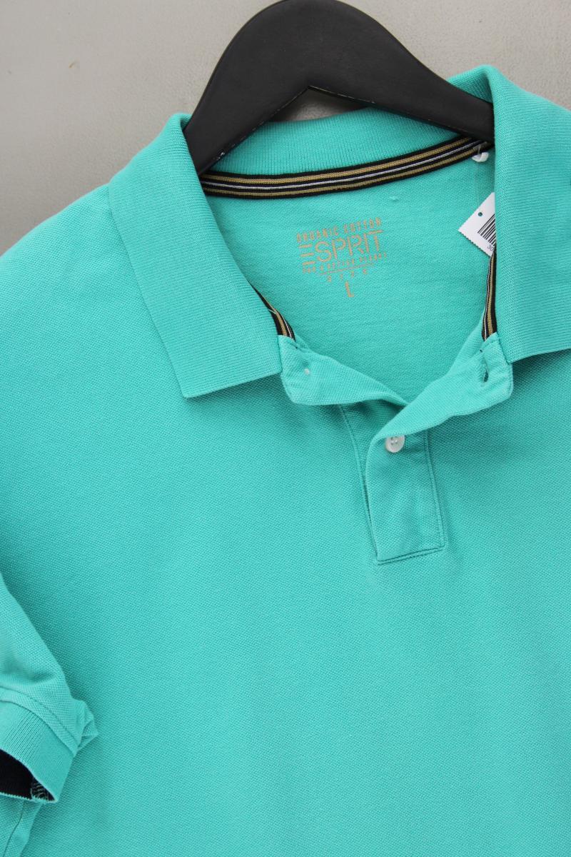 Esprit Poloshirt für Herren Gr. L Kurzarm türkis aus Baumwolle