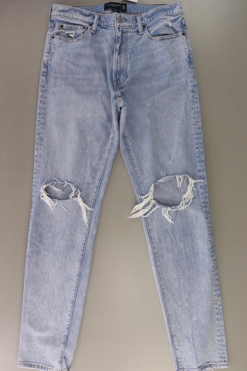Abercrombie & Fitch 90's Slim Jeans für Herren Gr. W33/L34 blau aus Baumwolle