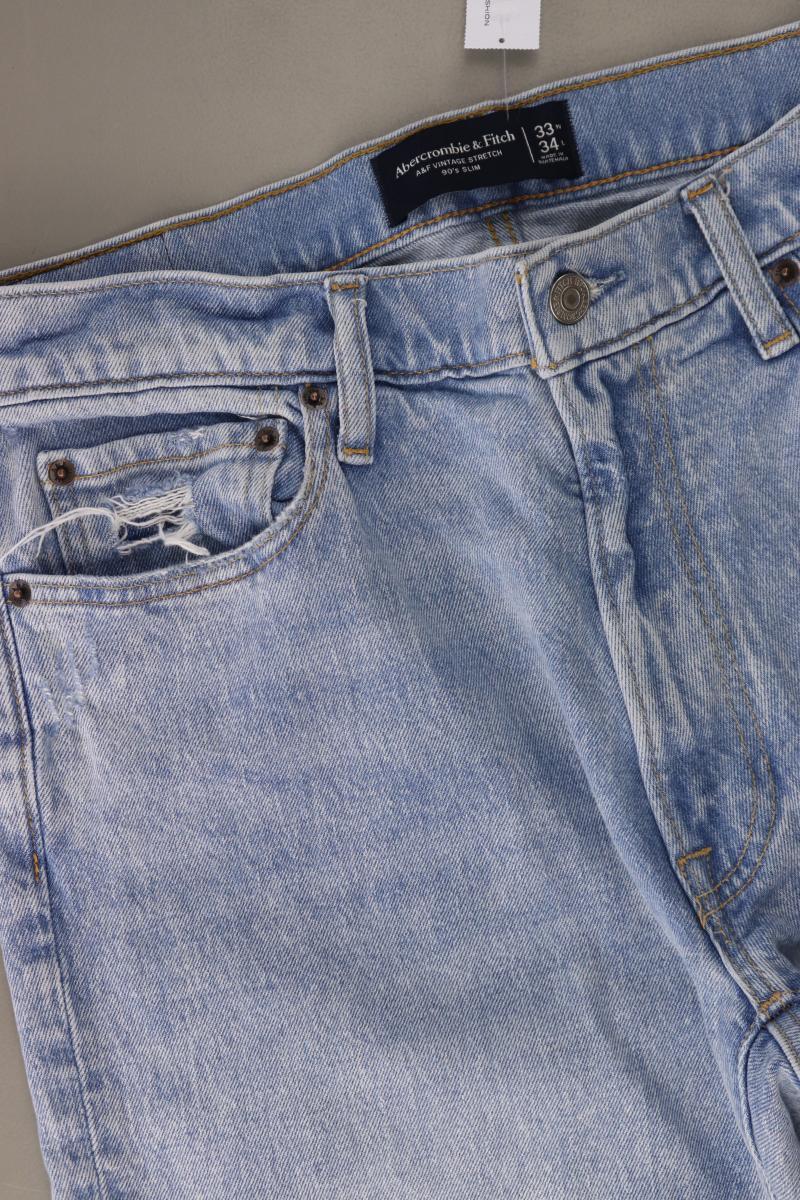 Abercrombie & Fitch 90's Slim Jeans für Herren Gr. W33/L34 blau aus Baumwolle