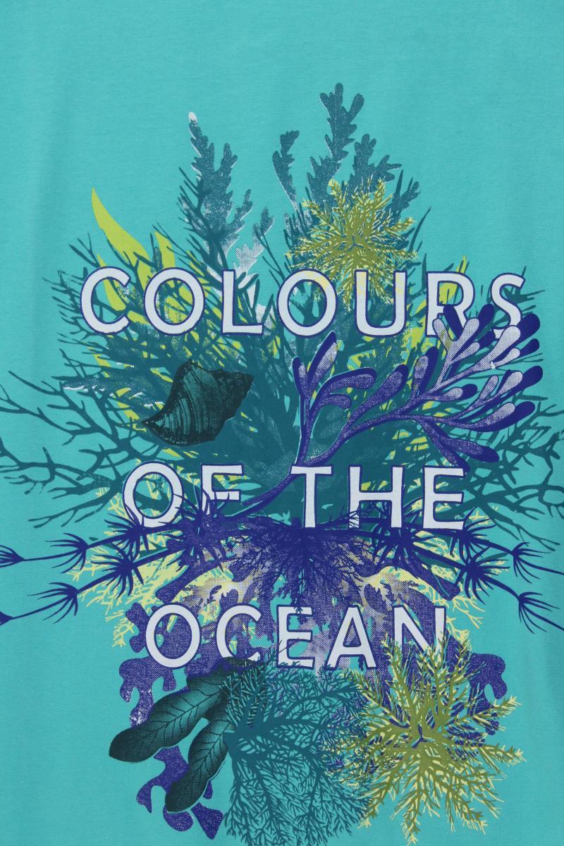 Janet & Joyce Printshirt Gr. 52 neuwertig Kurzarm türkis aus Baumwolle