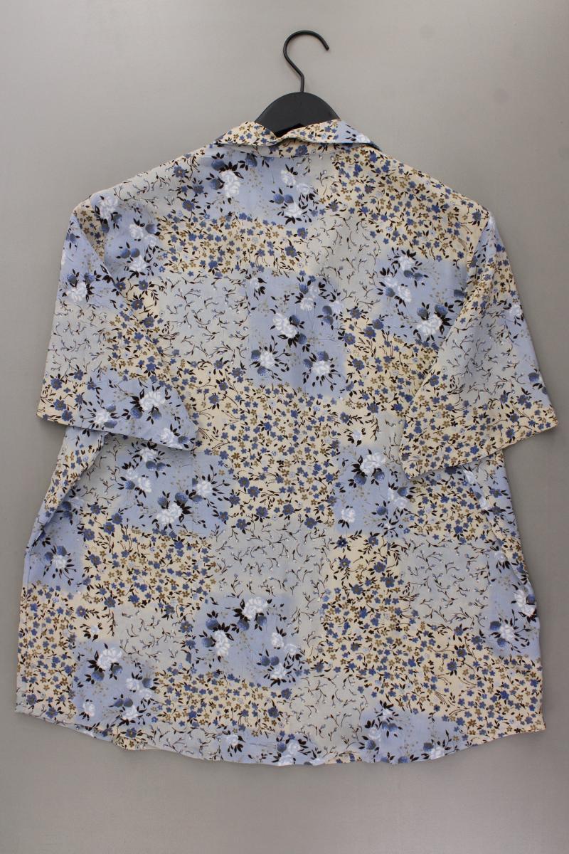 Gina Laura Kurzarmbluse Gr. XL mit Blumenmuster Vintage blau aus Polyester