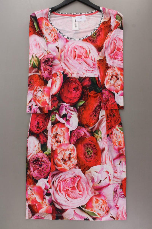 eva & claudi Jerseykleid Gr. M mit Blumenmuster 3/4 Ärmel rosa aus Viskose