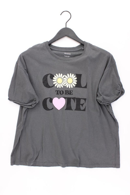Bershka Printshirt Gr. L Kurzarm grau