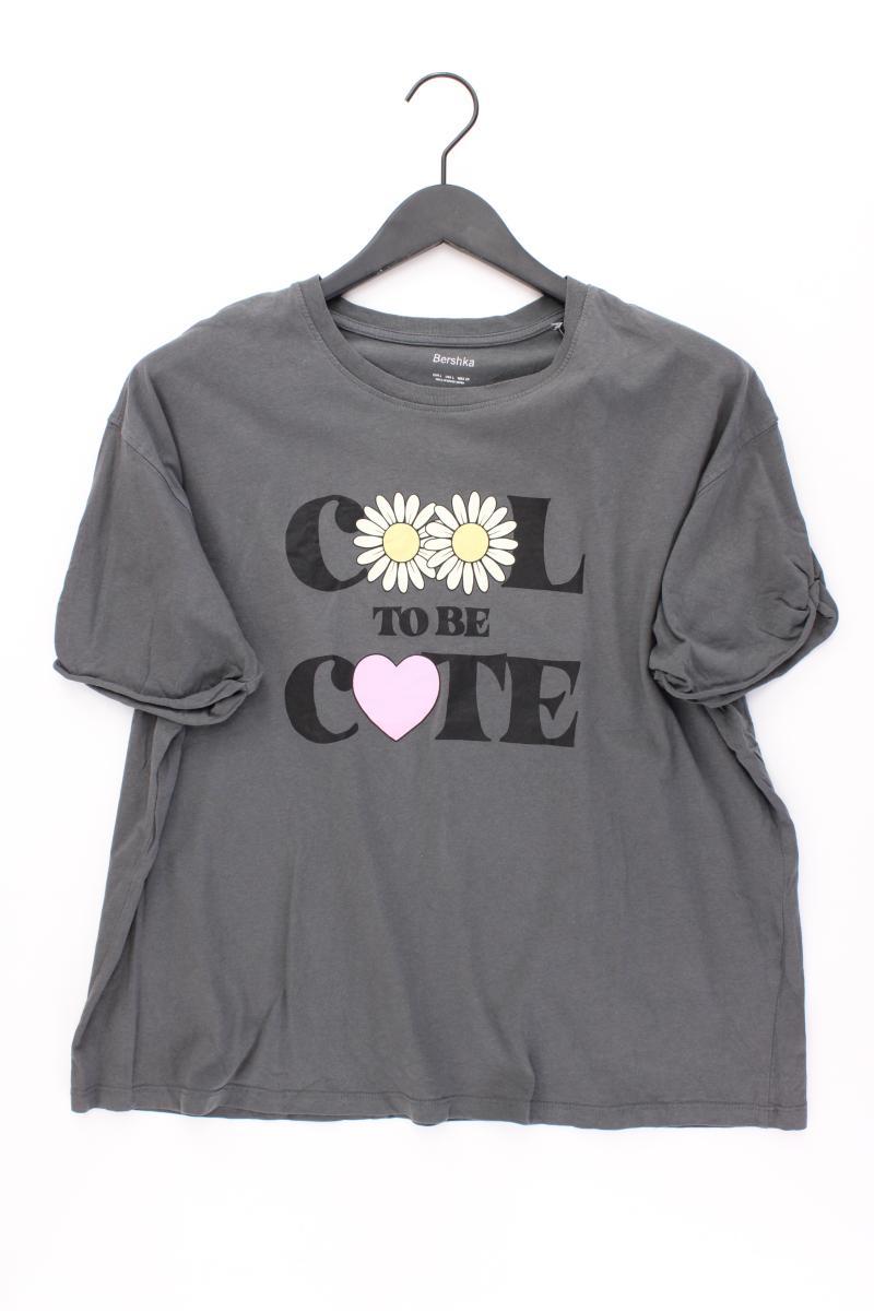 Bershka Printshirt Gr. L Kurzarm grau