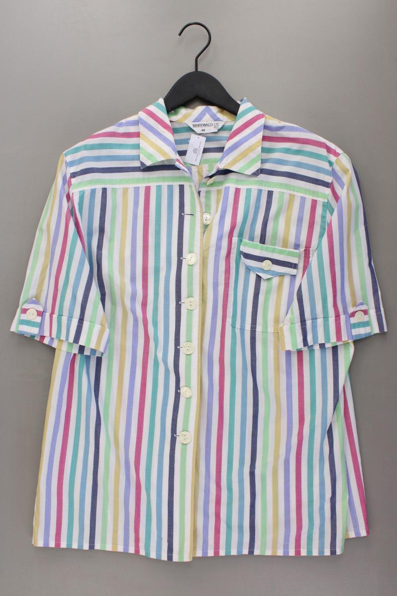 Markwald Vintage Bluse Gr. 48 gestreift Kurzarm mehrfarbig aus Baumwolle