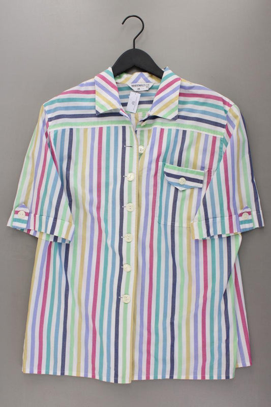 Markwald Vintage Bluse Gr. 48 gestreift Kurzarm mehrfarbig aus Baumwolle