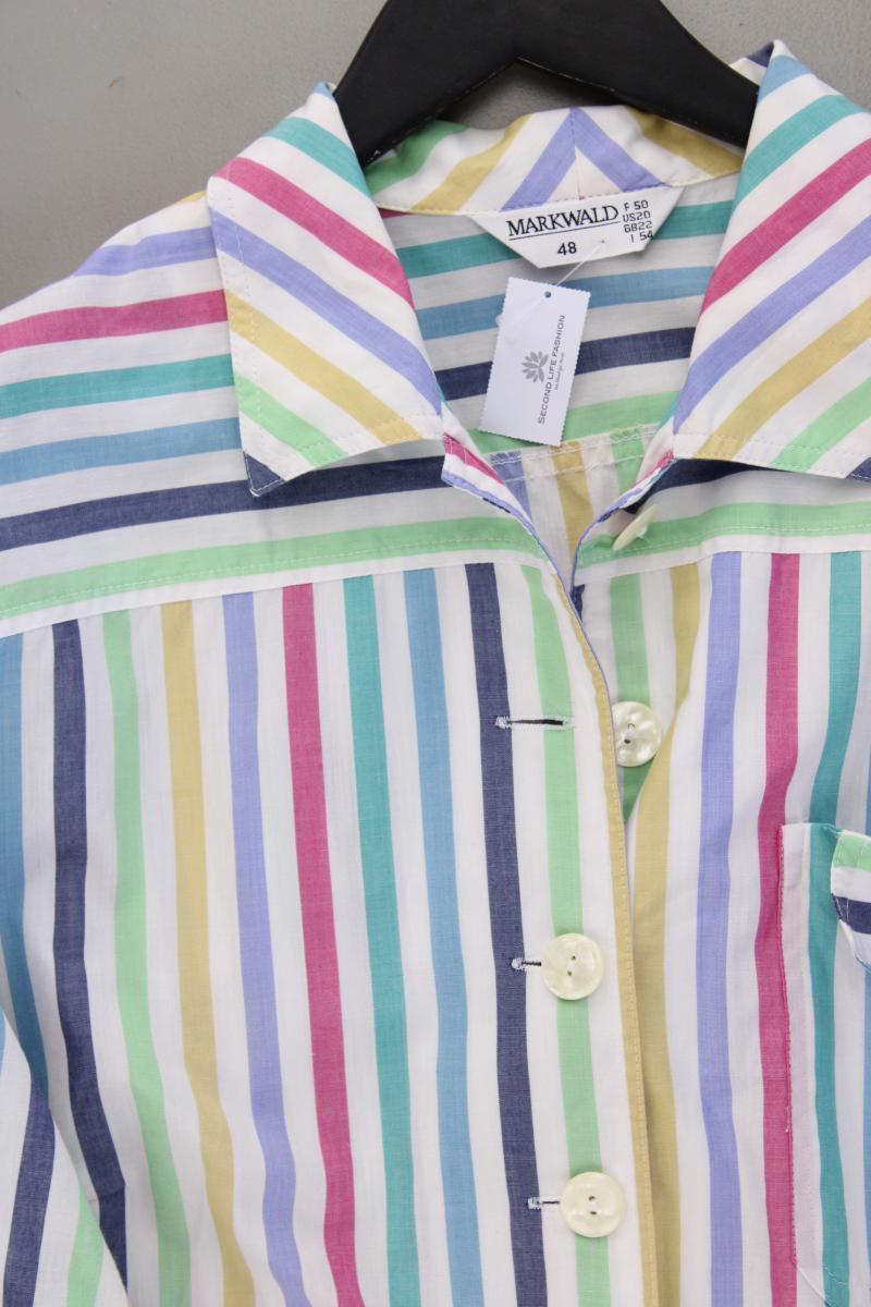 Markwald Vintage Bluse Gr. 48 gestreift Kurzarm mehrfarbig aus Baumwolle