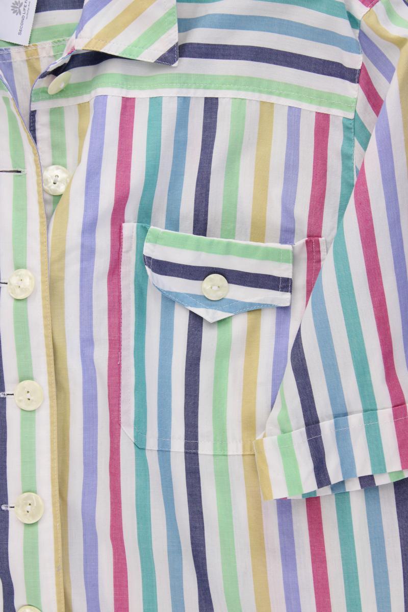 Markwald Vintage Bluse Gr. 48 gestreift Kurzarm mehrfarbig aus Baumwolle