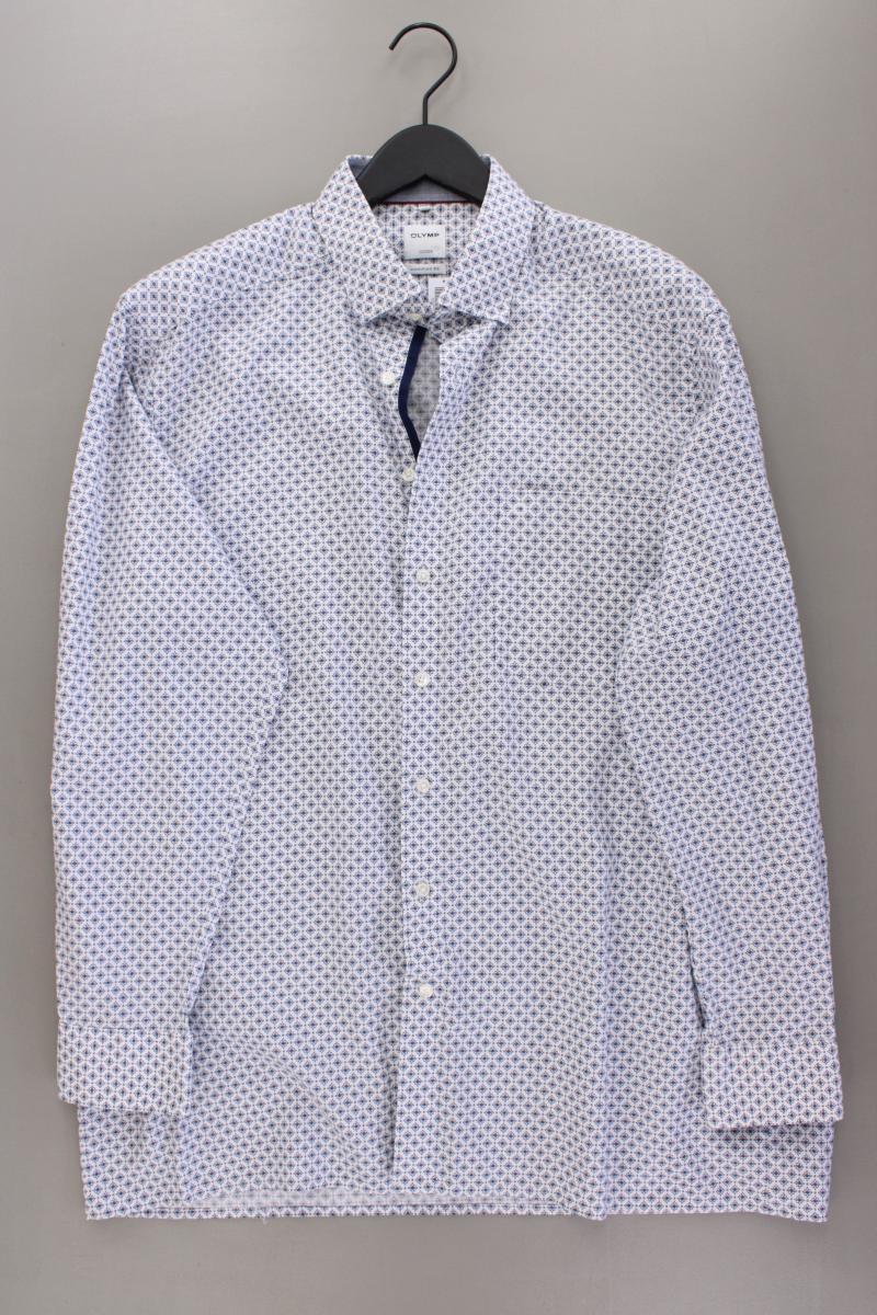 Olymp Langarmhemd für Herren Gr. Hemdgröße 44 mit Blumenmuster blau