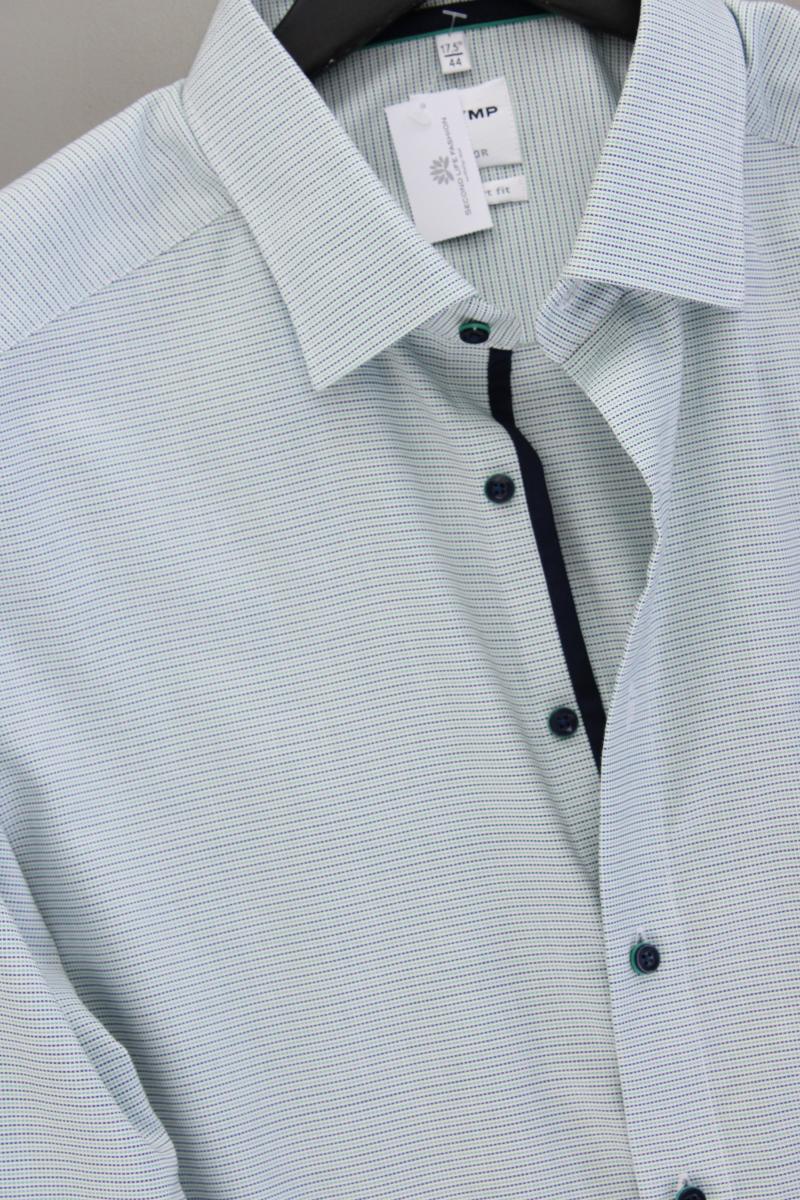 Olymp Langarmhemd für Herren Gr. Hemdgröße 44 neuwertig grün aus Baumwolle