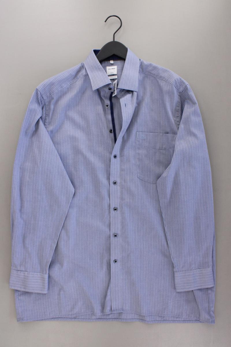 Olymp Langarmhemd für Herren Gr. Hemdgröße 44 blau aus Baumwolle