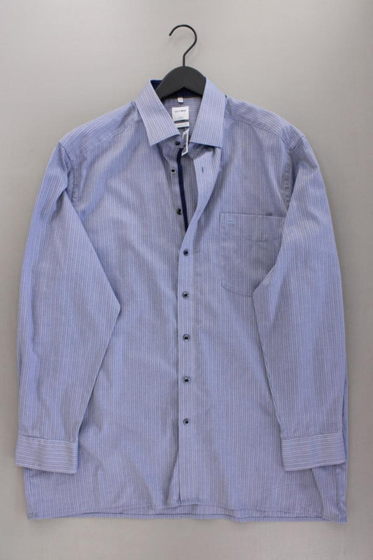 Olymp Langarmhemd für Herren Gr. Hemdgröße 44 blau aus Baumwolle