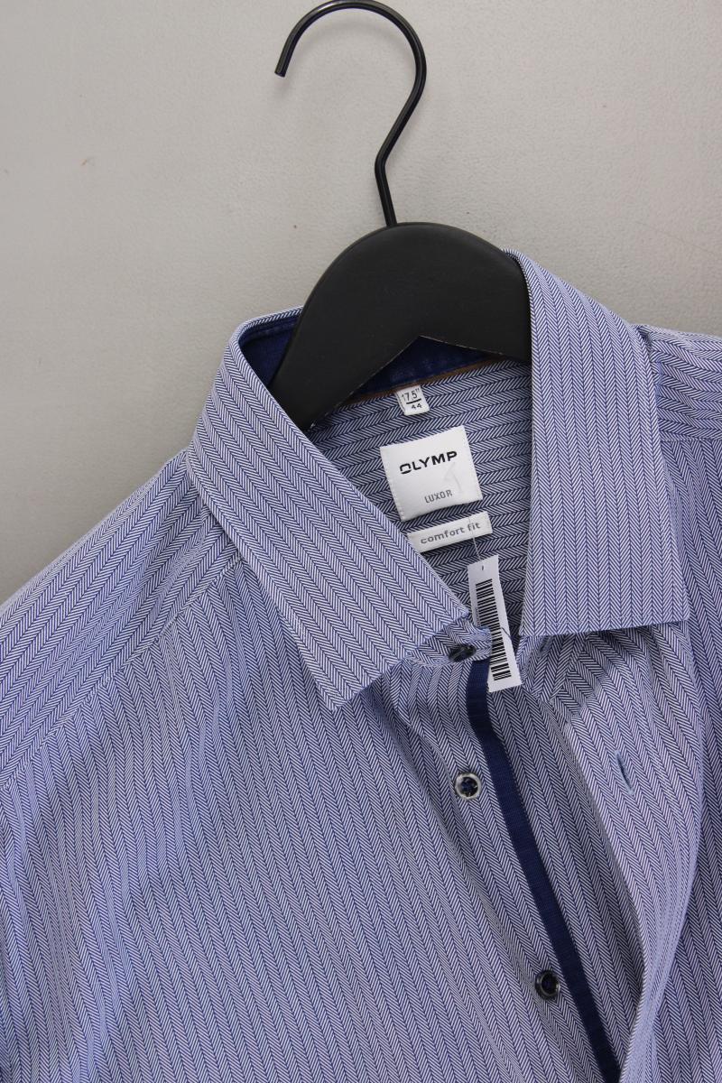 Olymp Langarmhemd für Herren Gr. Hemdgröße 44 blau aus Baumwolle