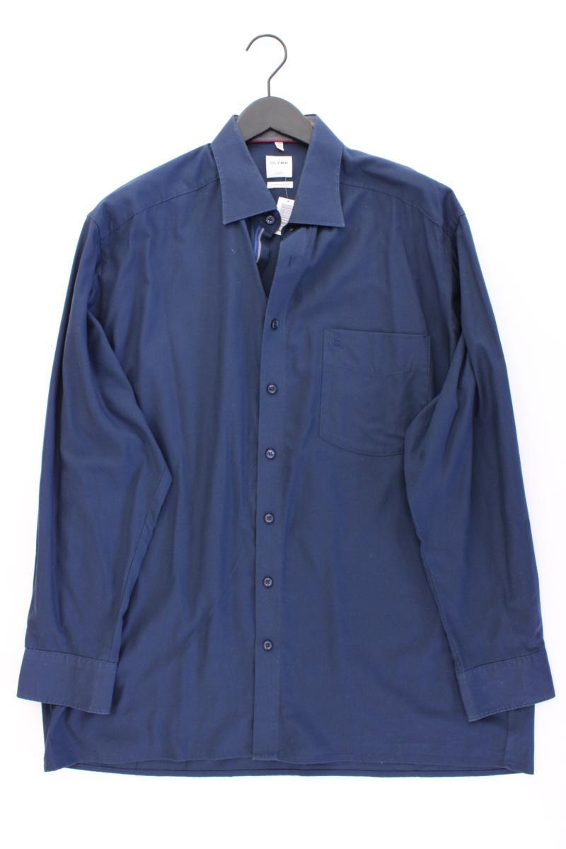 Olymp Langarmhemd für Herren Gr. Hemdgröße 44 blau aus Baumwolle