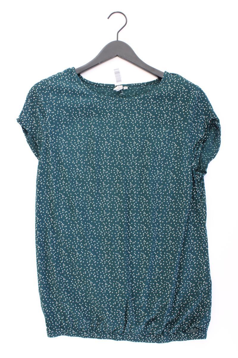 QS by s.Oliver Kurzarmbluse Gr. 42 geometrisches Muster grün aus Viskose