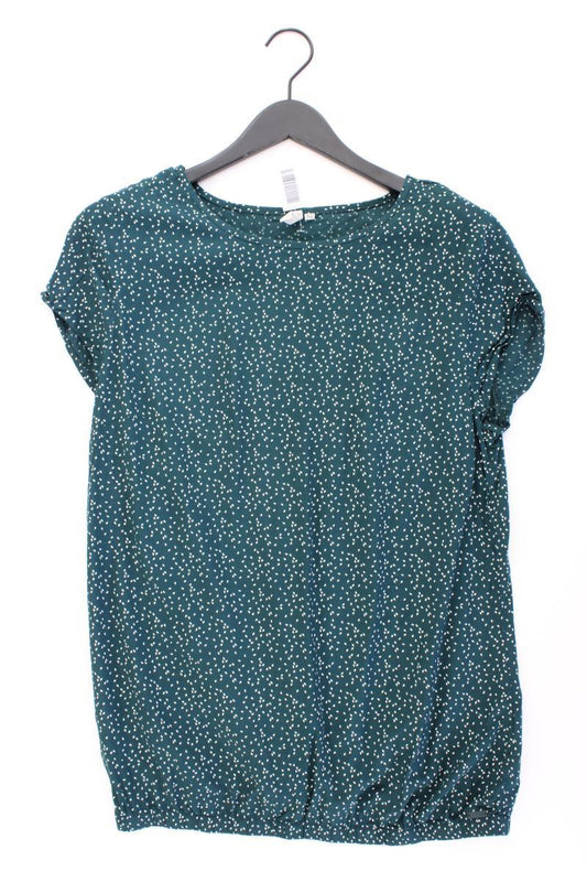 QS by s.Oliver Kurzarmbluse Gr. 42 geometrisches Muster grün aus Viskose