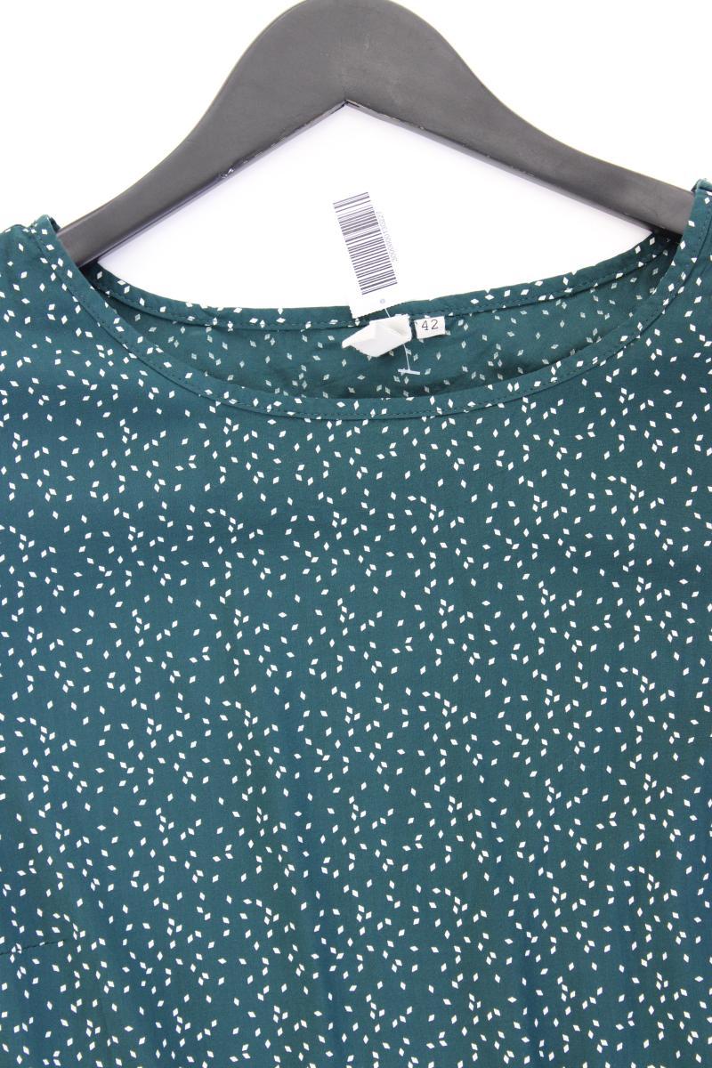 QS by s.Oliver Kurzarmbluse Gr. 42 geometrisches Muster grün aus Viskose