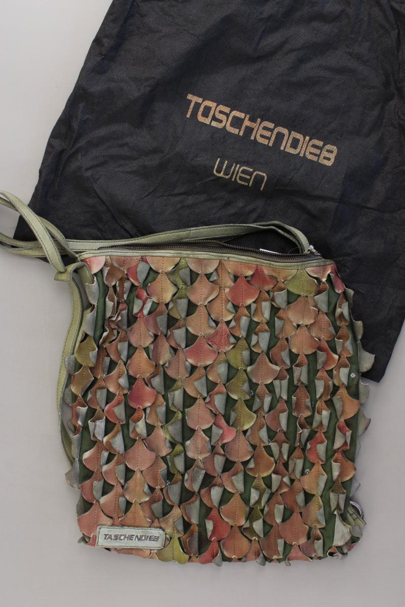 Taschendieb Schultertasche neuwertig olivgrün aus Leder