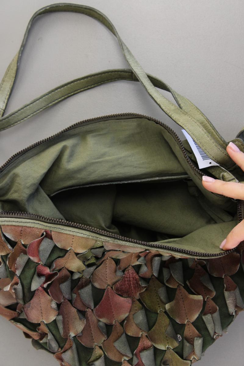 Taschendieb Schultertasche neuwertig olivgrün aus Leder