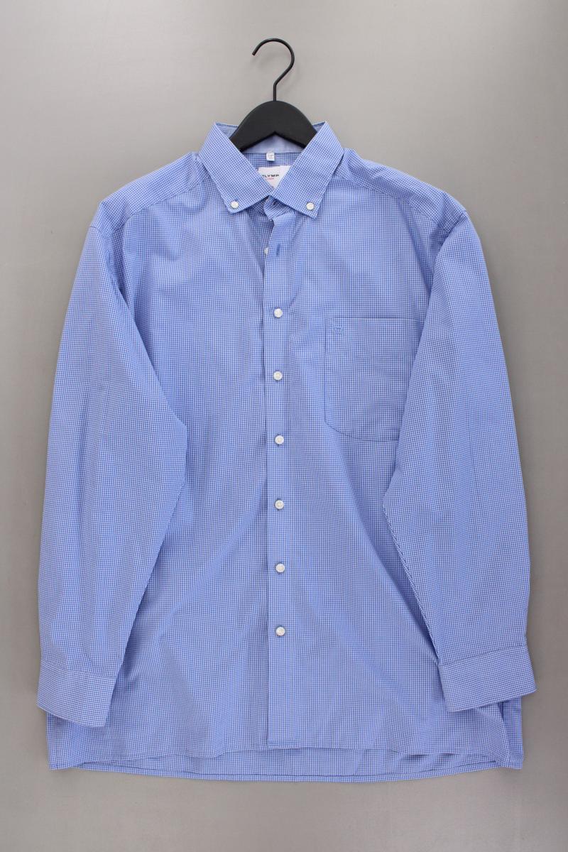 Olymp Langarmhemd für Herren Gr. Hemdgröße 44 geometrisches Muster blau