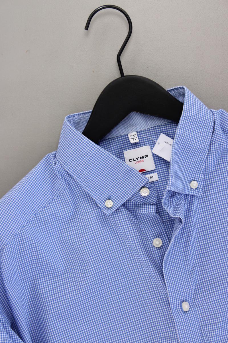 Olymp Langarmhemd für Herren Gr. Hemdgröße 44 geometrisches Muster blau