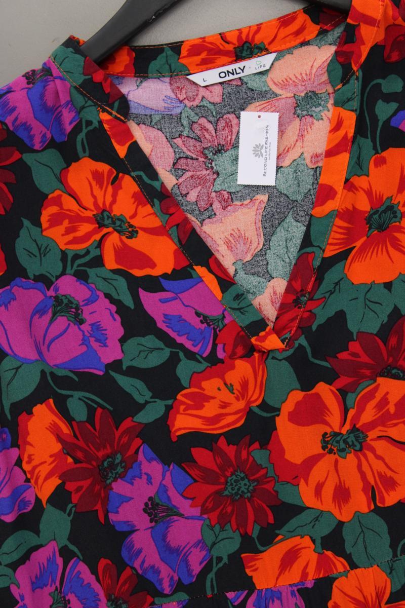 Only Kleid Gr. L mit Blumenmuster Kurzarm mehrfarbig aus Viskose