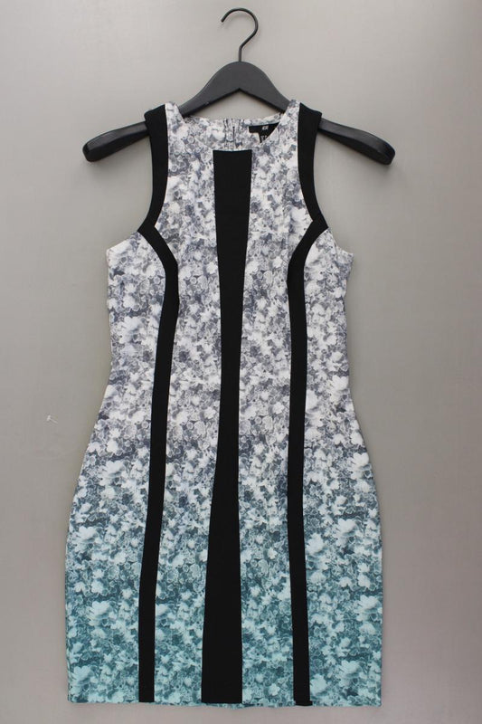 H&M Etuikleid Gr. 36 mit Blumenmuster Ärmellos grau aus Polyester