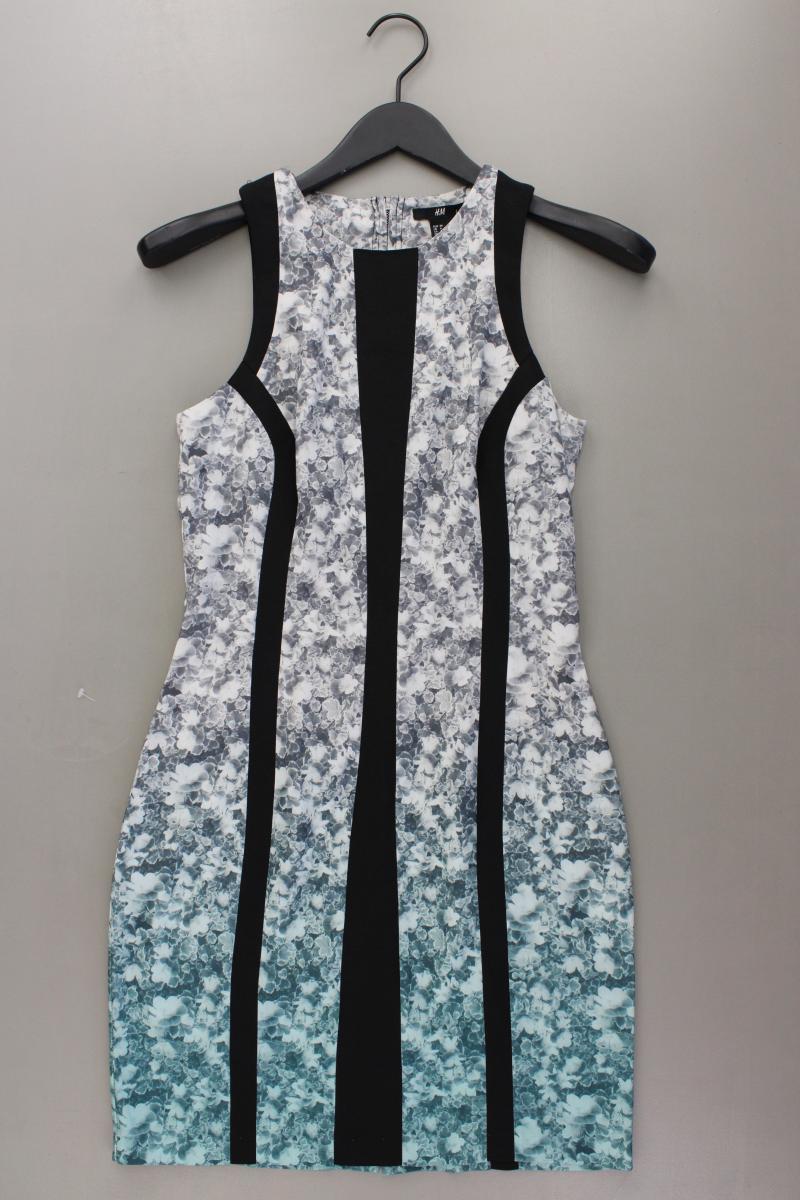 H&M Etuikleid Gr. 36 mit Blumenmuster Ärmellos grau aus Polyester