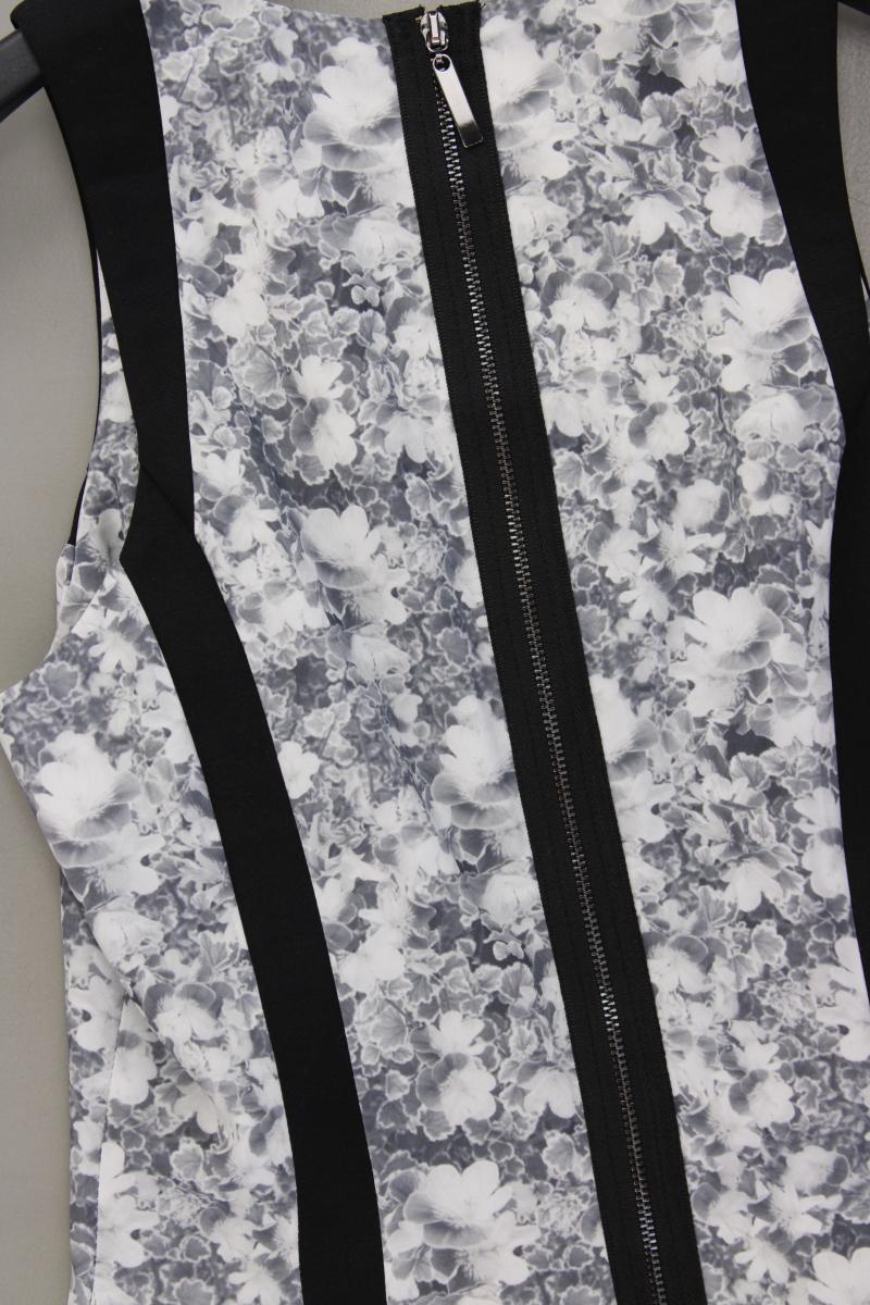 H&M Etuikleid Gr. 36 mit Blumenmuster Ärmellos grau aus Polyester