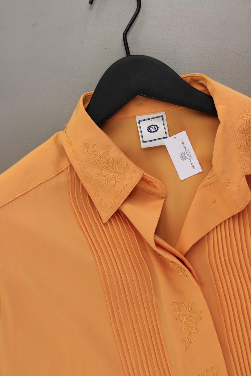 C&A Vintage Bluse Gr. 46 Langarm orange aus Polyester