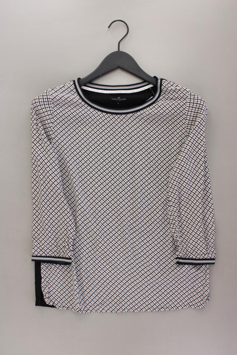 Tom Tailor Classic Bluse Gr. S hahnentritt 3/4 Ärmel grau aus Viskose