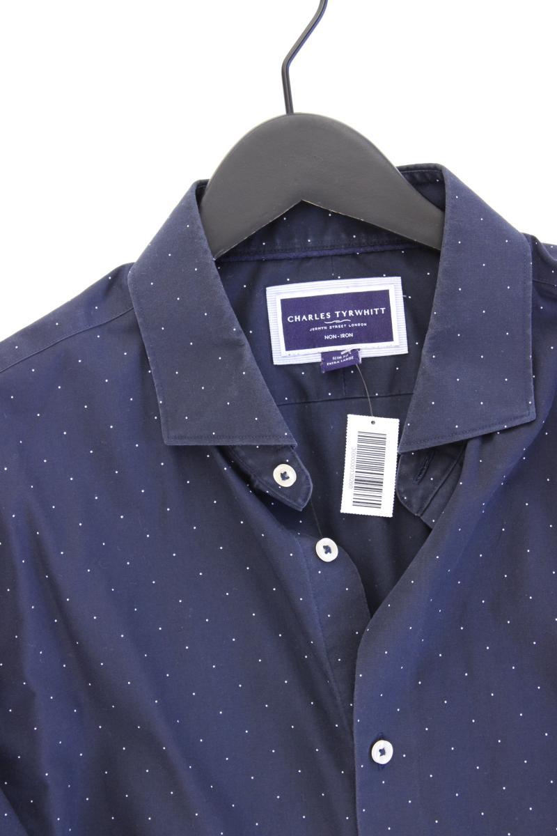 CHARLES TYRWHITT Langarmhemd für Herren Gr. XL gepunktet blau aus Baumwolle