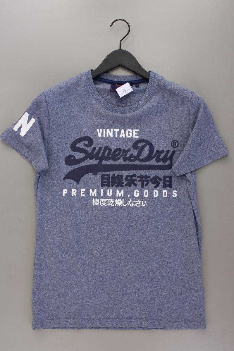 Superdry Printshirt für Herren Gr. M Kurzarm blau aus Baumwolle