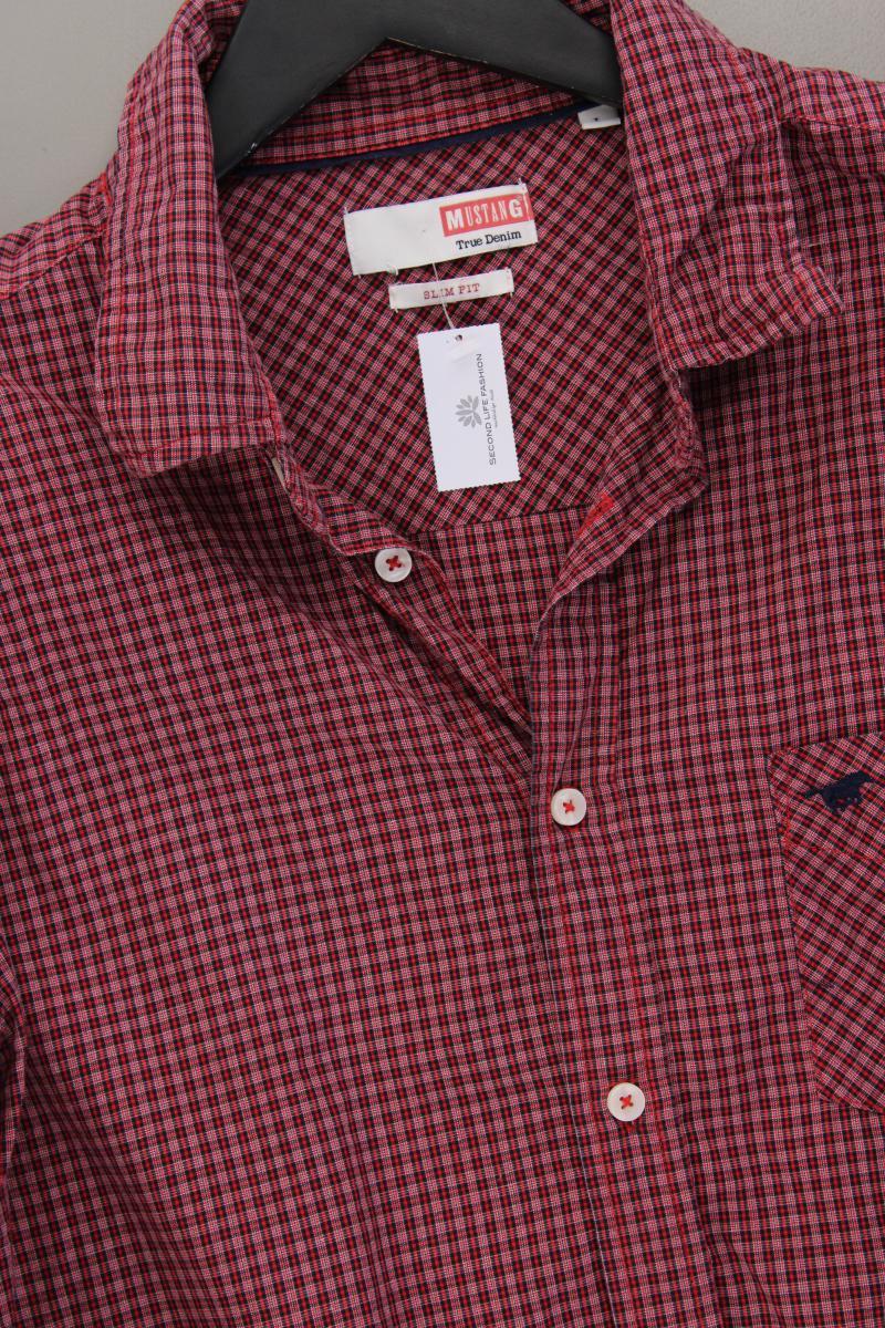 Mustang Karohemd für Herren Gr. L kariert Langarm rot aus Baumwolle