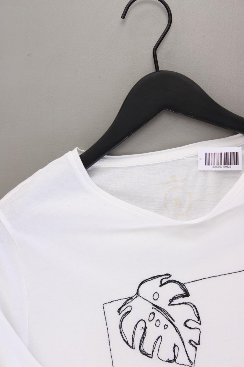Tom Tailor Printshirt Gr. XL neuwertig Kurzarm weiß aus Baumwolle