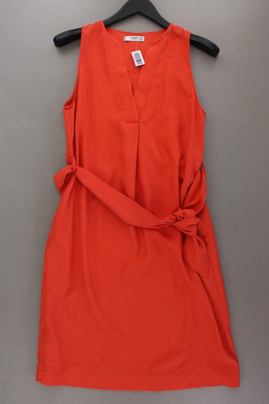 Mango Midikleid Gr. M mit Gürtel Ärmellos orange aus Lyocell