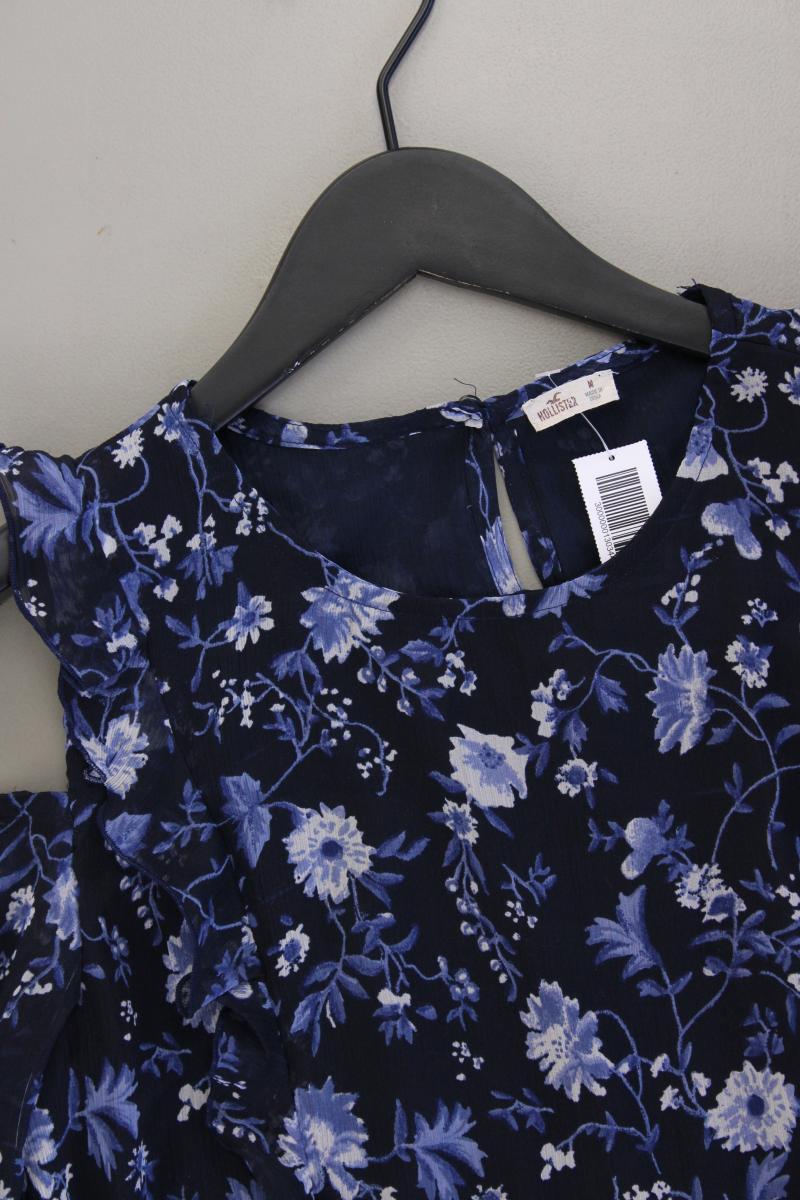 Hollister Langarmbluse Gr. M mit Blumenmuster blau aus Polyester