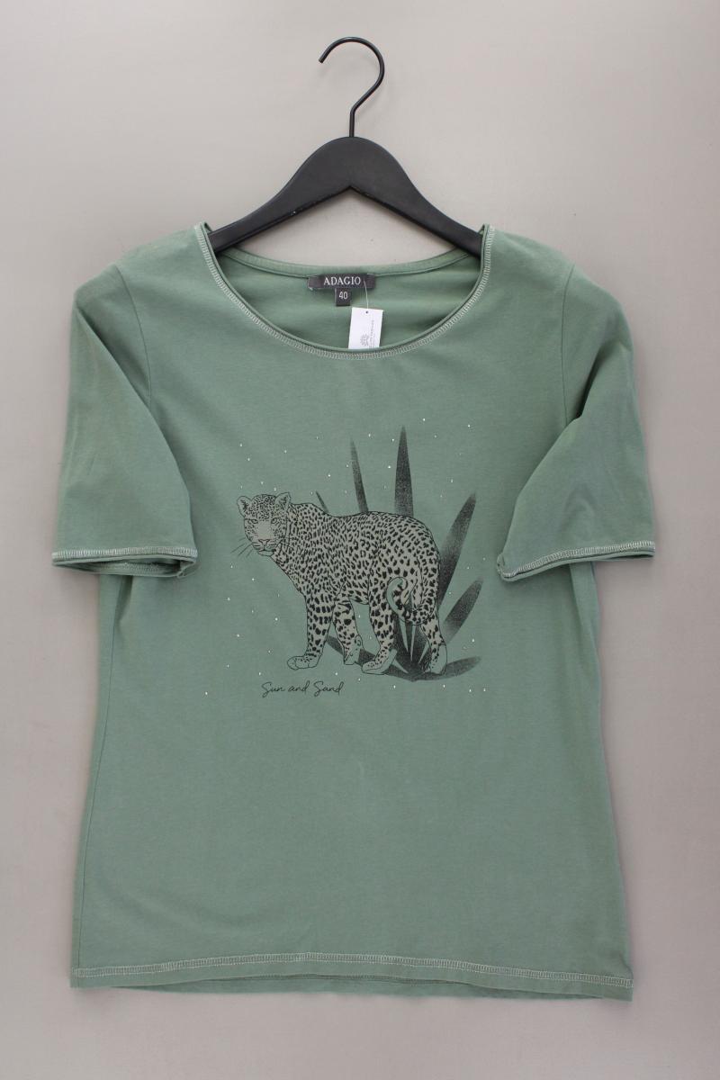 Adagio Printshirt Gr. 40 Kurzarm grün aus Baumwolle