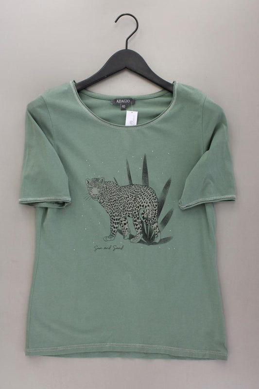 Adagio Printshirt Gr. 40 Kurzarm grün aus Baumwolle