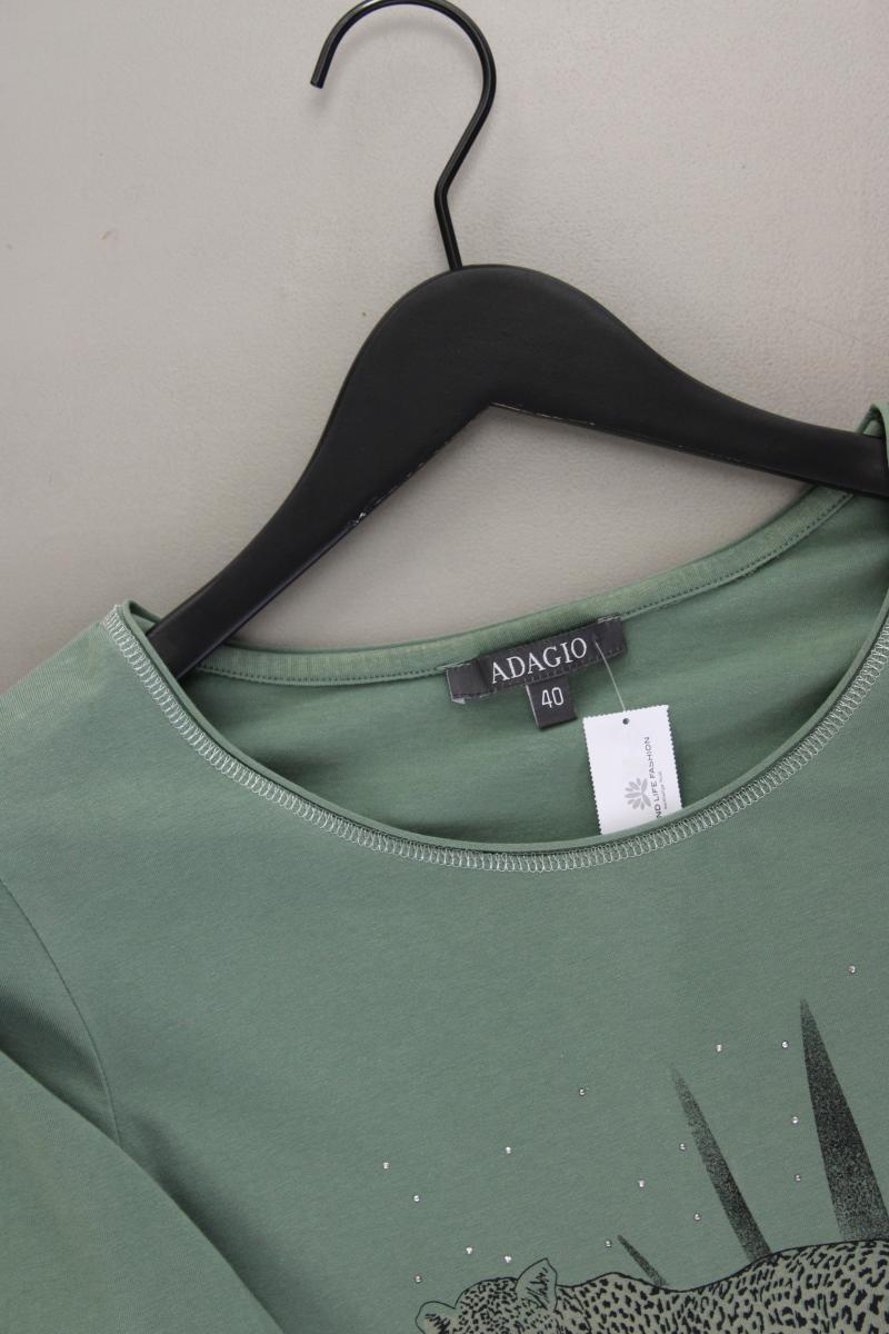 Adagio Printshirt Gr. 40 Kurzarm grün aus Baumwolle
