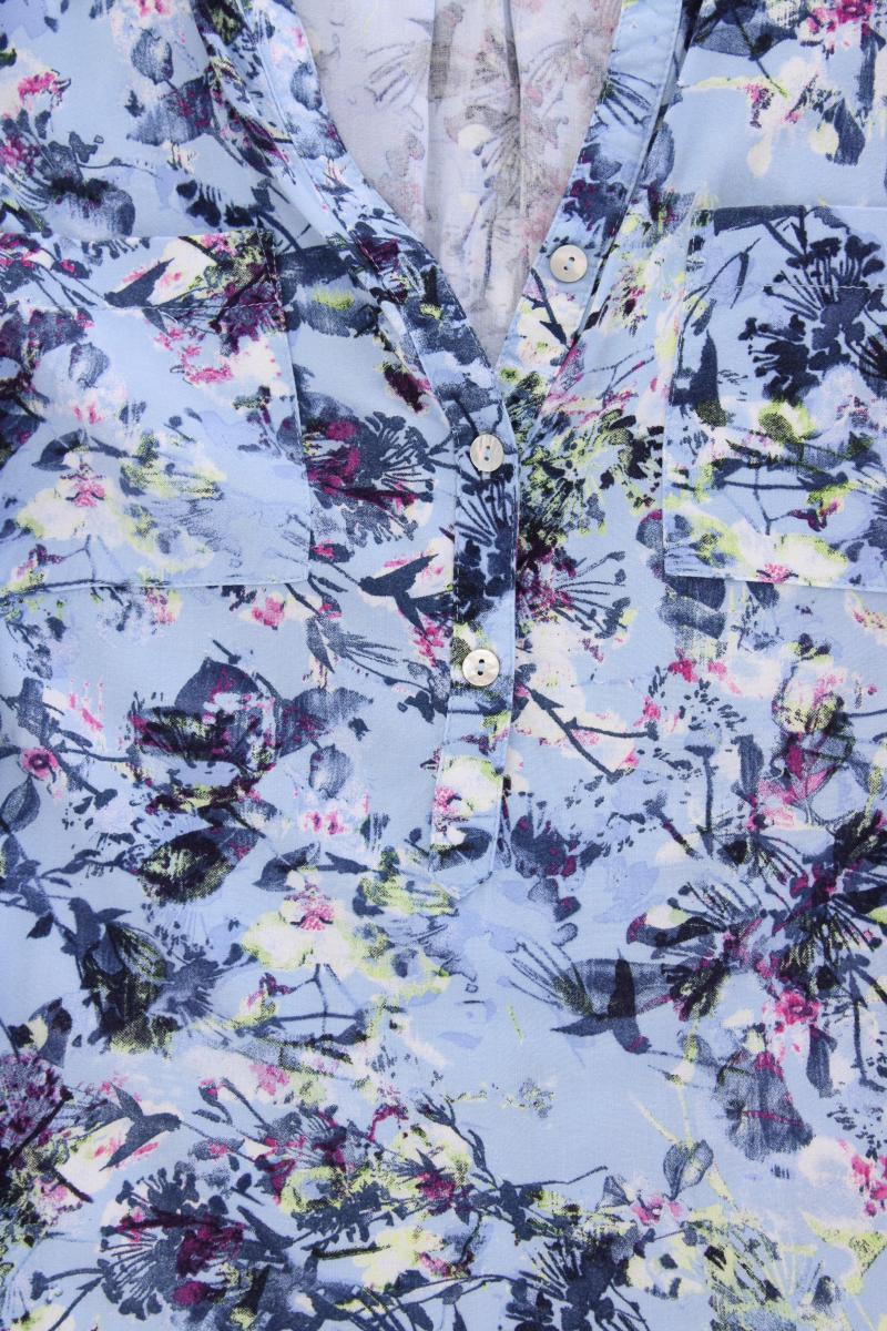 Bonita Classic Bluse Gr. 42 mit Blumenmuster 3/4 Ärmel blau aus Viskose